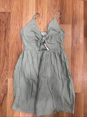Roxy Sage Green Eyelet Tie-Front Sundress